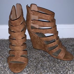 Brown wedge sandals